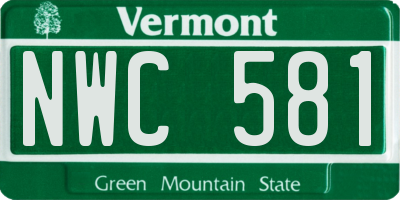 VT license plate NWC581