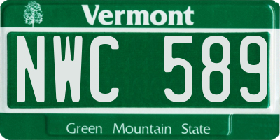 VT license plate NWC589