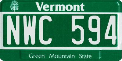 VT license plate NWC594