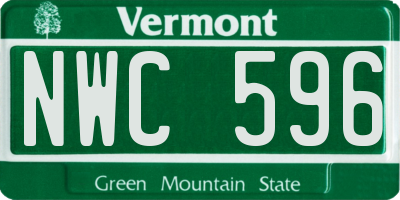 VT license plate NWC596