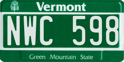 VT license plate NWC598