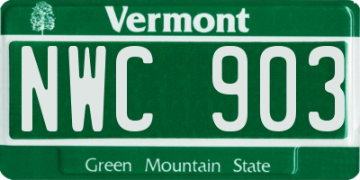 VT license plate NWC903