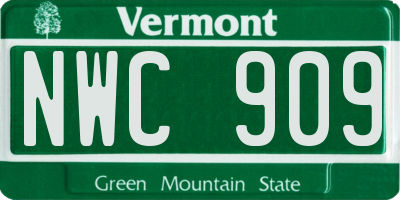 VT license plate NWC909