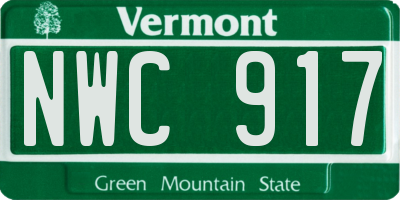 VT license plate NWC917
