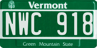VT license plate NWC918