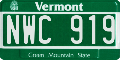 VT license plate NWC919