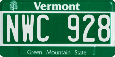VT license plate NWC928