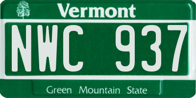 VT license plate NWC937