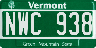 VT license plate NWC938