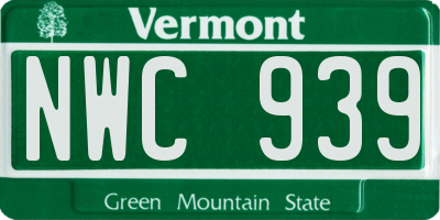 VT license plate NWC939
