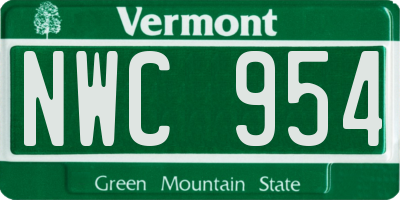 VT license plate NWC954