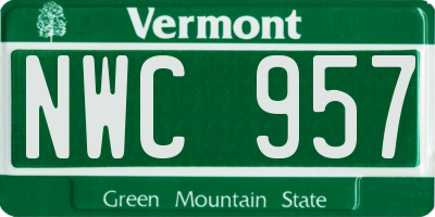 VT license plate NWC957