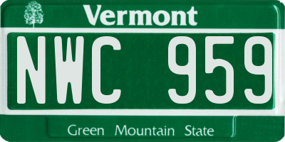 VT license plate NWC959