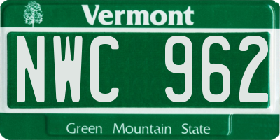 VT license plate NWC962