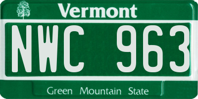 VT license plate NWC963