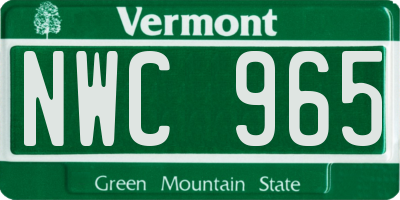VT license plate NWC965