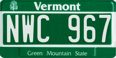 VT license plate NWC967