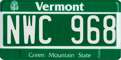 VT license plate NWC968
