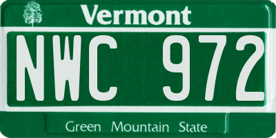VT license plate NWC972