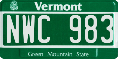 VT license plate NWC983