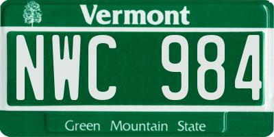 VT license plate NWC984
