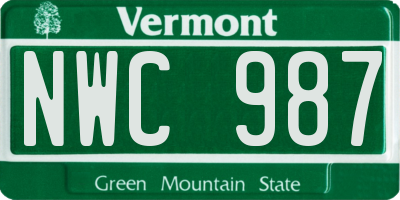 VT license plate NWC987