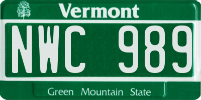 VT license plate NWC989