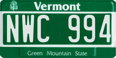 VT license plate NWC994