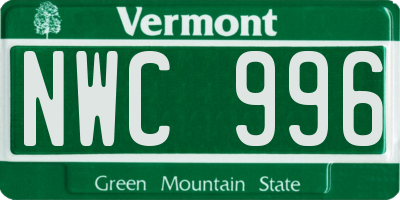 VT license plate NWC996