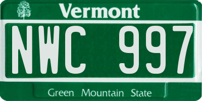 VT license plate NWC997