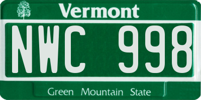 VT license plate NWC998