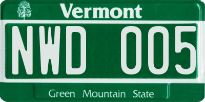 VT license plate NWD005