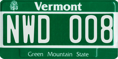 VT license plate NWD008