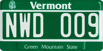 VT license plate NWD009
