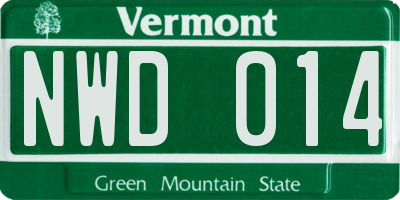 VT license plate NWD014