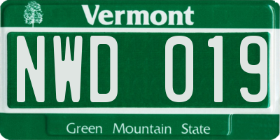 VT license plate NWD019