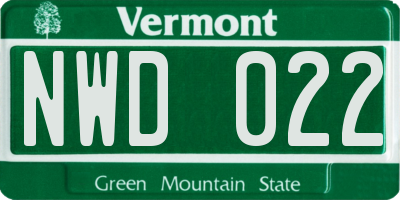 VT license plate NWD022