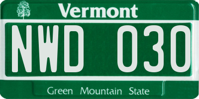 VT license plate NWD030