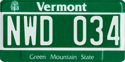 VT license plate NWD034