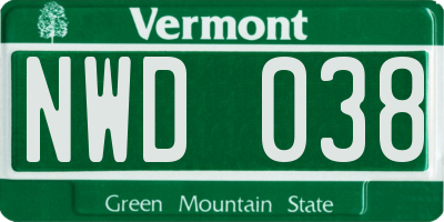 VT license plate NWD038