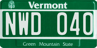 VT license plate NWD040