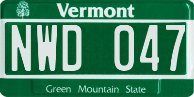 VT license plate NWD047