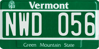 VT license plate NWD056