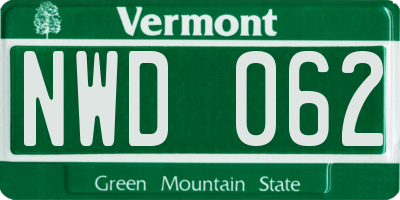 VT license plate NWD062