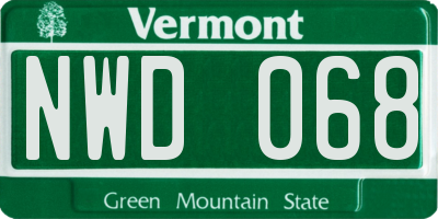VT license plate NWD068