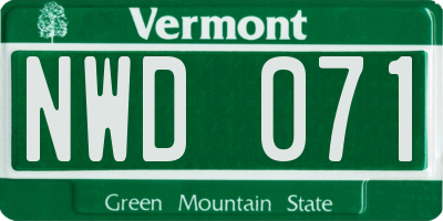 VT license plate NWD071