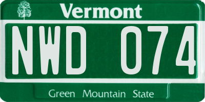 VT license plate NWD074