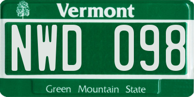 VT license plate NWD098