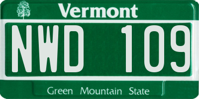 VT license plate NWD109