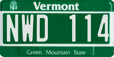 VT license plate NWD114